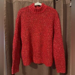 A New Day Red Cowl Neck Sweater with Ribbed Knit